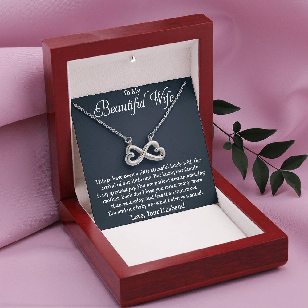 To My Beautiful Wife Necklace - Sweet Emotional Gift for Wife from Husband on Birthday, Anniversary & Valentine’s Day - Endless Love Necklace