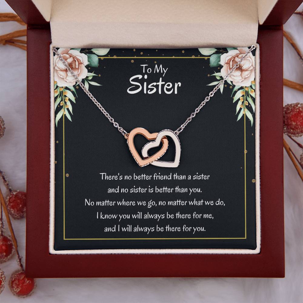 Present for Sister - There's no better friend than a sister - Interlocking Hearts Necklace
