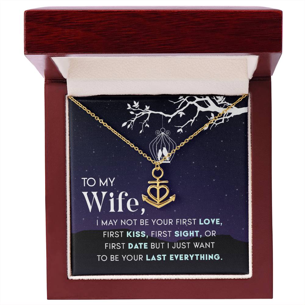To My Wife Necklace - Emotional Husband to Wife Love Jewelry for Birthday, Valentine’s Day & Annual Celebrations - Anchor Pendant Necklace