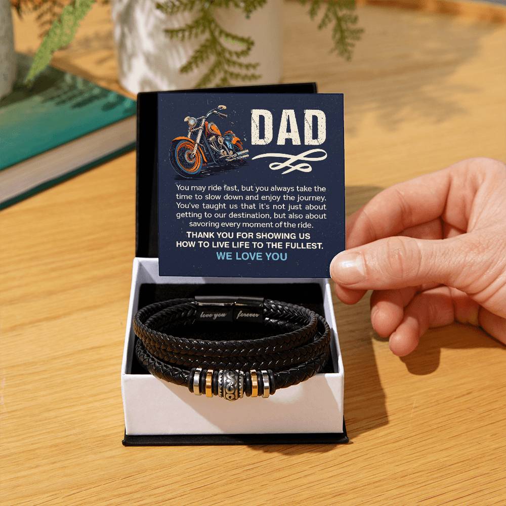 Gift for Dad from Kids - #1 Biker Dad - Love You Forever Bracelet
