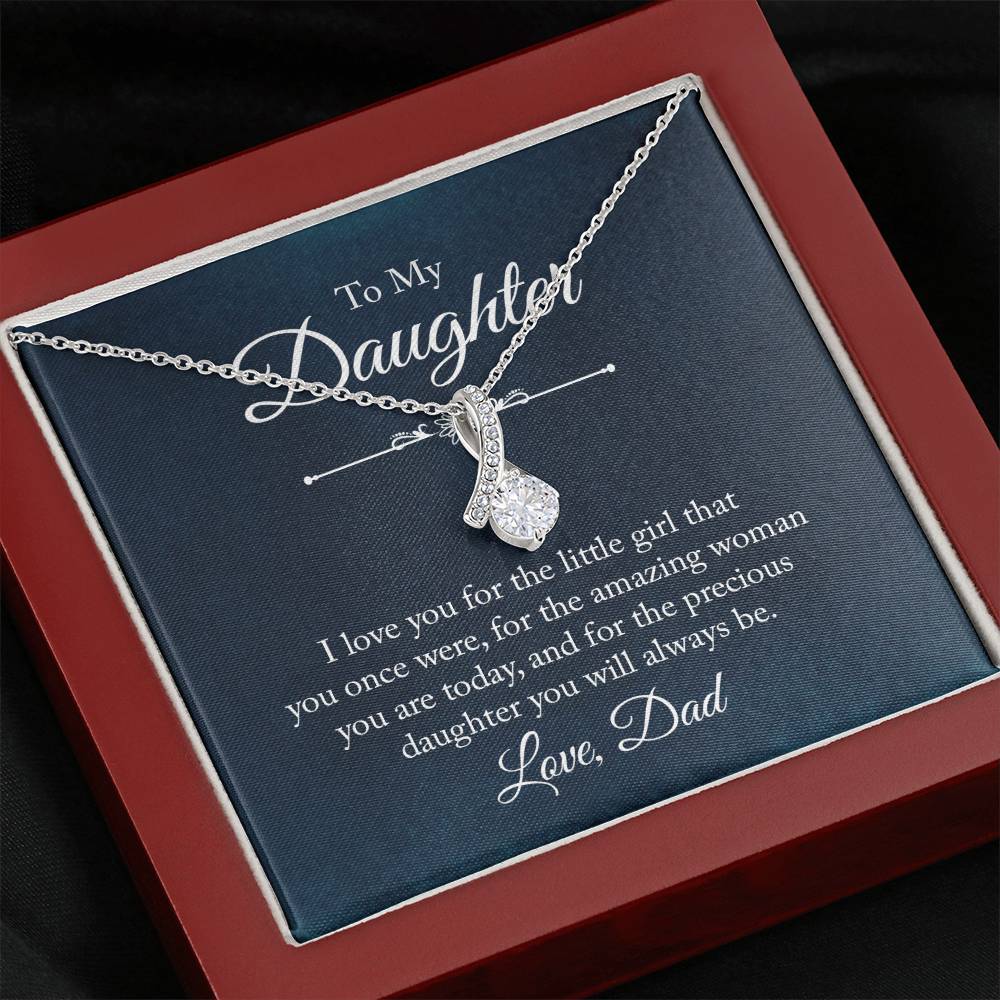 To My Daughter Necklace – Dad to Daughter Birthday Jewelry – Alluring Beauty Necklace