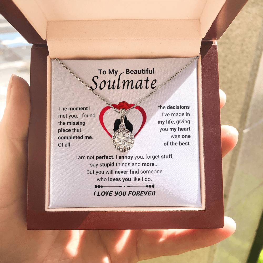 To My Beautiful Soulmate Necklace - Soulmate Necklace Gift for Surprises & Love Moments - Eternal Hope Necklace