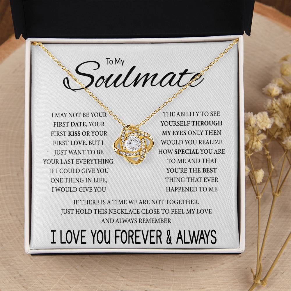 Soulmate Jewelry for Girlfriend - Romantic Necklace for Valentines & Birthdays - Love Knot Necklace