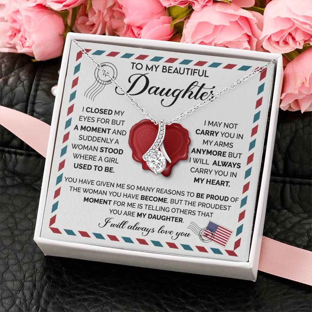To My Daughter Necklace – Daughter Gift for Birthday Graduation Achievements – Alluring Beauty Necklace