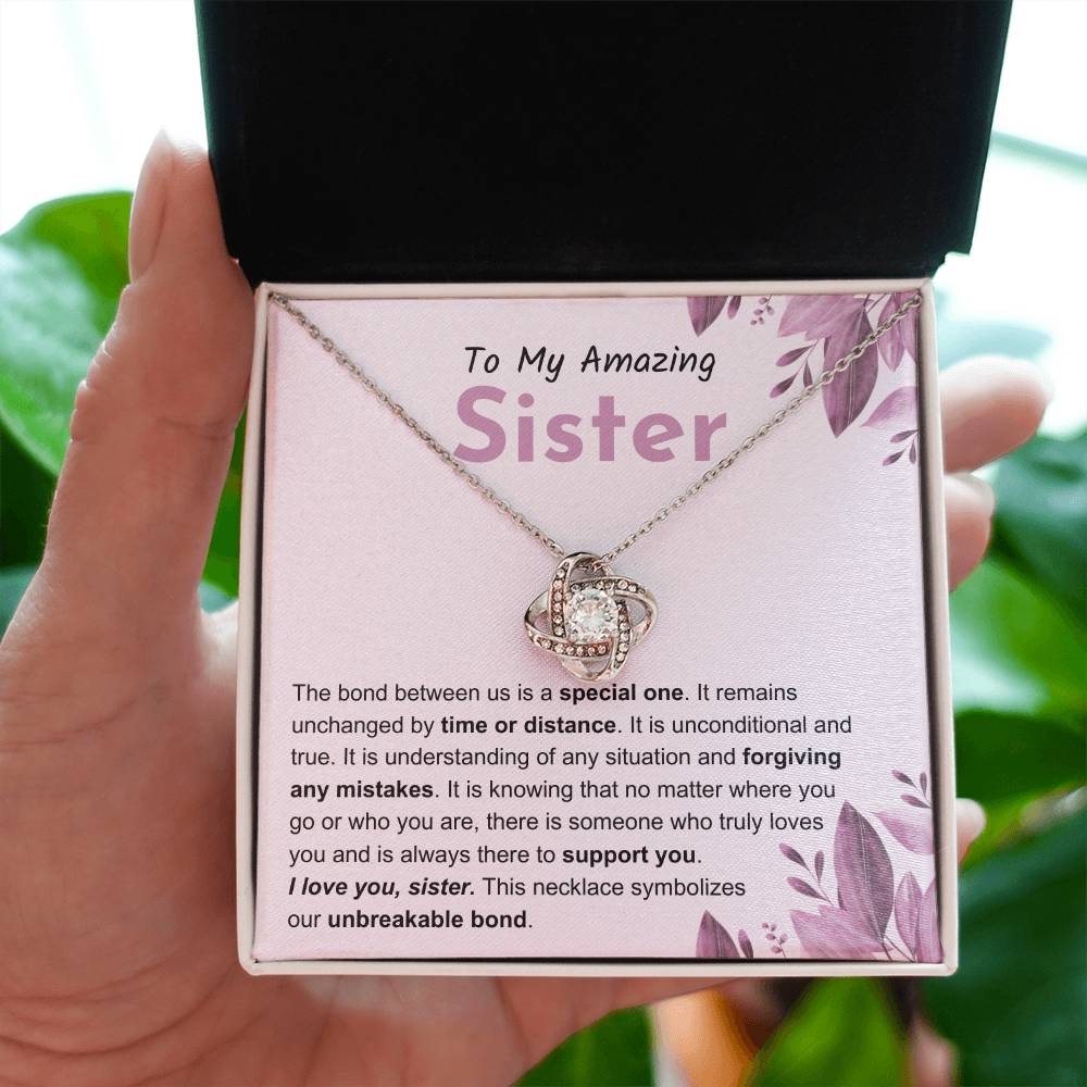 Sentimental Gift for Sister - The bond between us is a special one - Love Knot Necklace