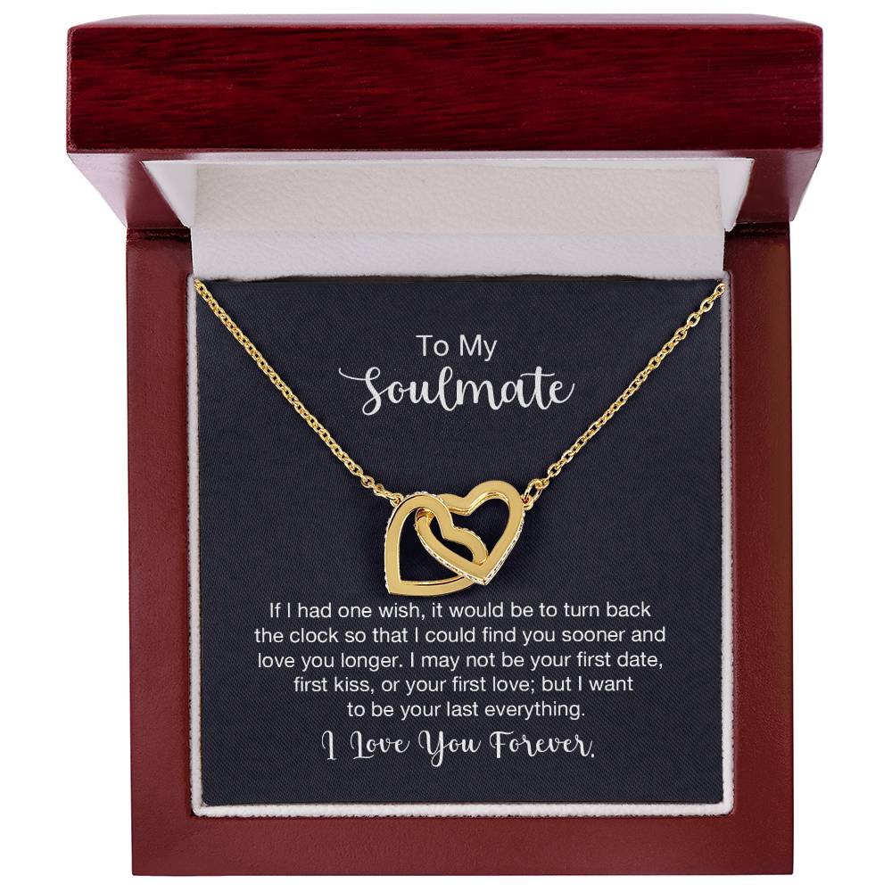 To My Soulmate Necklace - Long Distance Relationship Soulmate Gift for Romantic Occasions - Interlocking Hearts Necklace