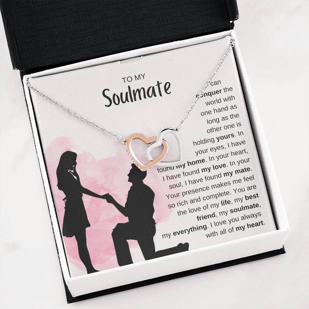 To My Soulmate Necklace - Soulmate Jewelry for Valentine’s Day & Gifts for Her - Interlocking Hearts Necklace