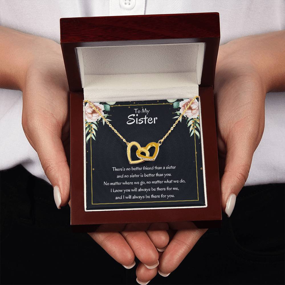 Present for Sister - There's no better friend than a sister - Interlocking Hearts Necklace