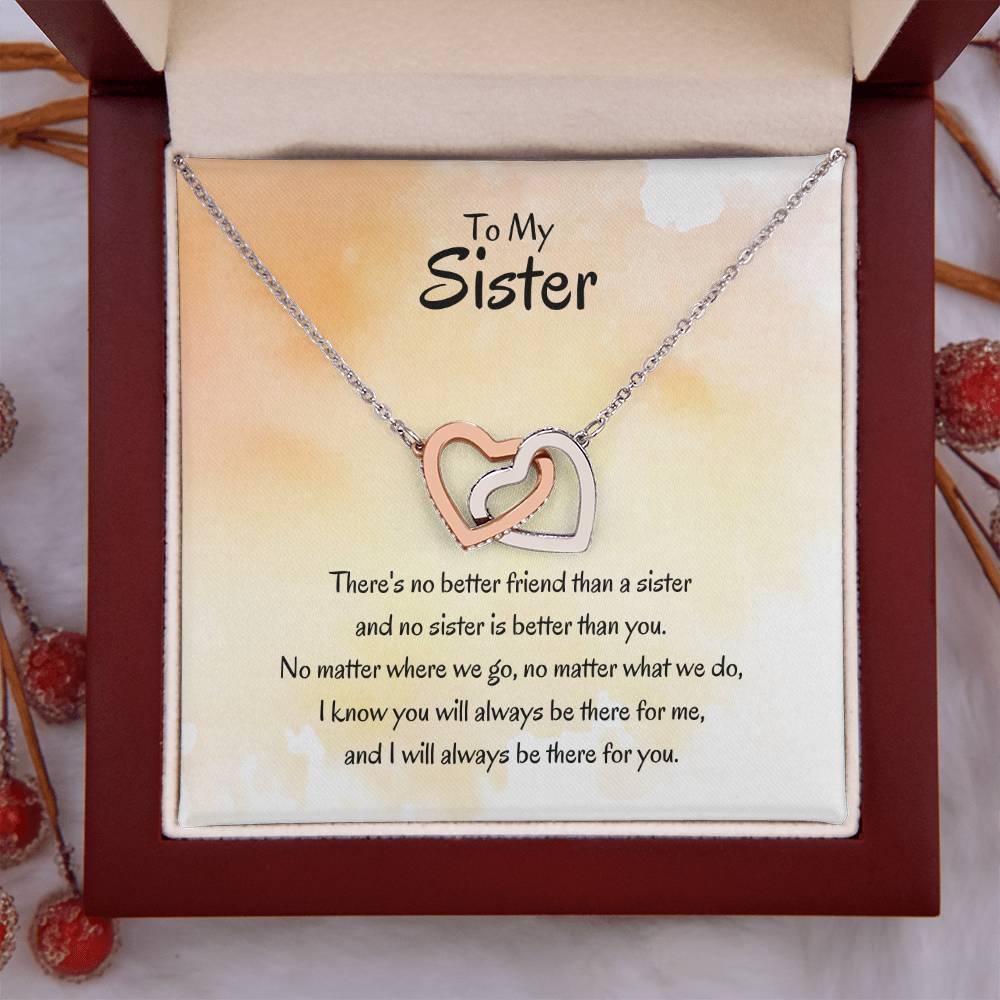 Gift for Sister - There's no better friend than a sister - Interlocking Hearts Necklace