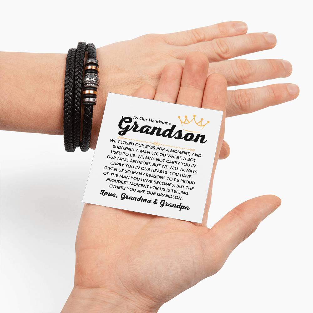 To Our Grandson – Holiday, Birthday, Graduation Gift from Grandma and Grandpa – Love You Forever Bracelet