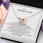 To My Unbiological Sister - You are loved - Gift for Bonus Sister - Interlocking Hearts Necklace