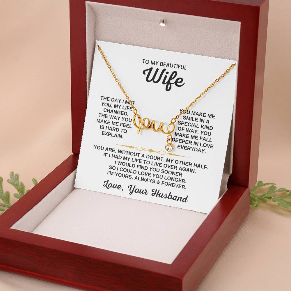 To My Wife Necklace - Sweet Love Gift from Husband - Scripted Love Necklace