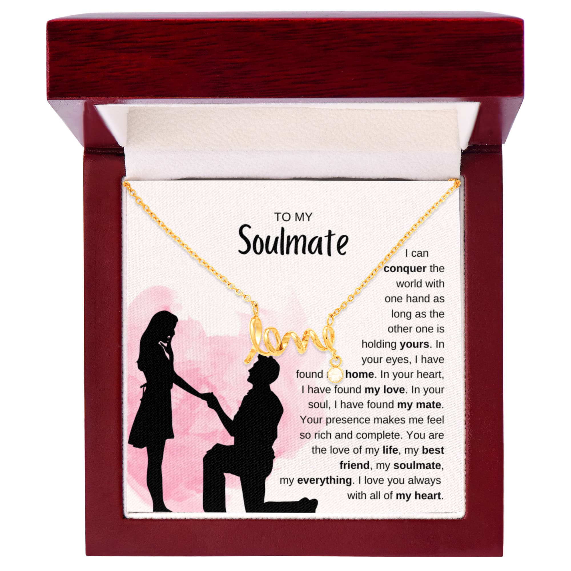 To My Soulmate Necklace - Unique Soulmate Gift for Her for Birthdays & Surprise Moments - Scripted Love Necklace