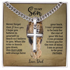 To My Son - Son Present from Dad - I am so proud to be your father - Artisan Cross with Cuban Link Chain