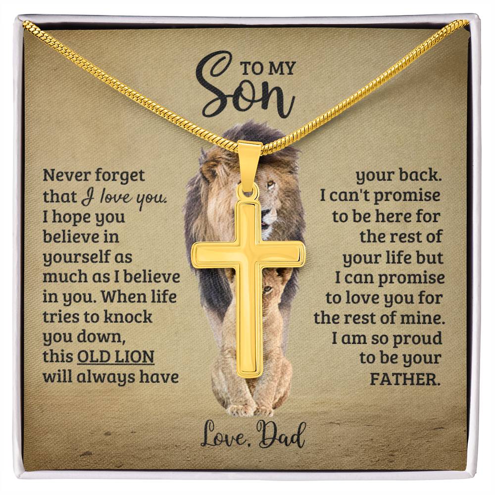 To My Son - Son Present from Dad - I am so proud to be your father - Artisan Cross Necklace
