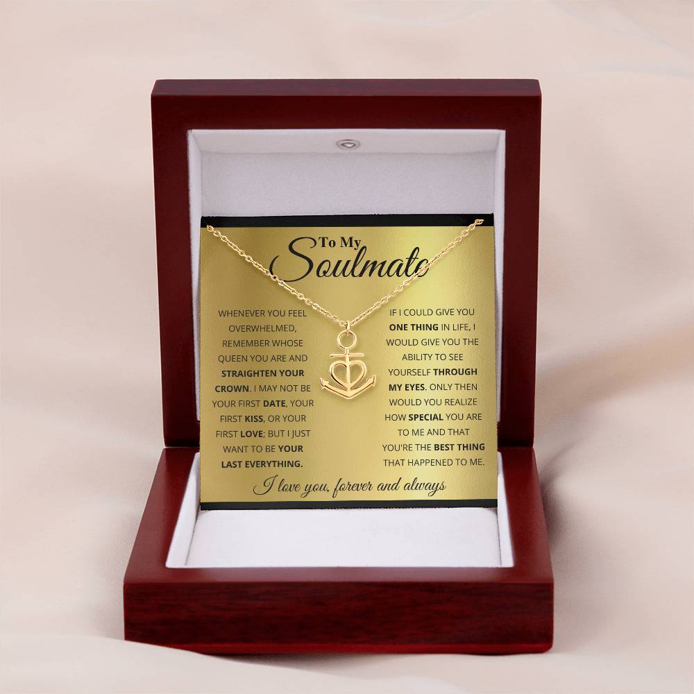 To My Soulmate Necklace - Romantic Soulmate Gift for Her for Christmas & Holiday Gifting - Anchor Pendant Necklace