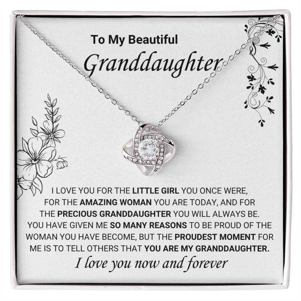 To My Granddaughter Necklace – Jewelry for Granddaughter’s Birthday & Graduation Milestones – Love Knot Necklace