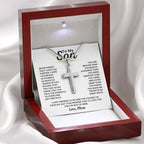 To My Son - Never forget I love you forever - Gift for Son from Mom - Artisan Cross Necklace