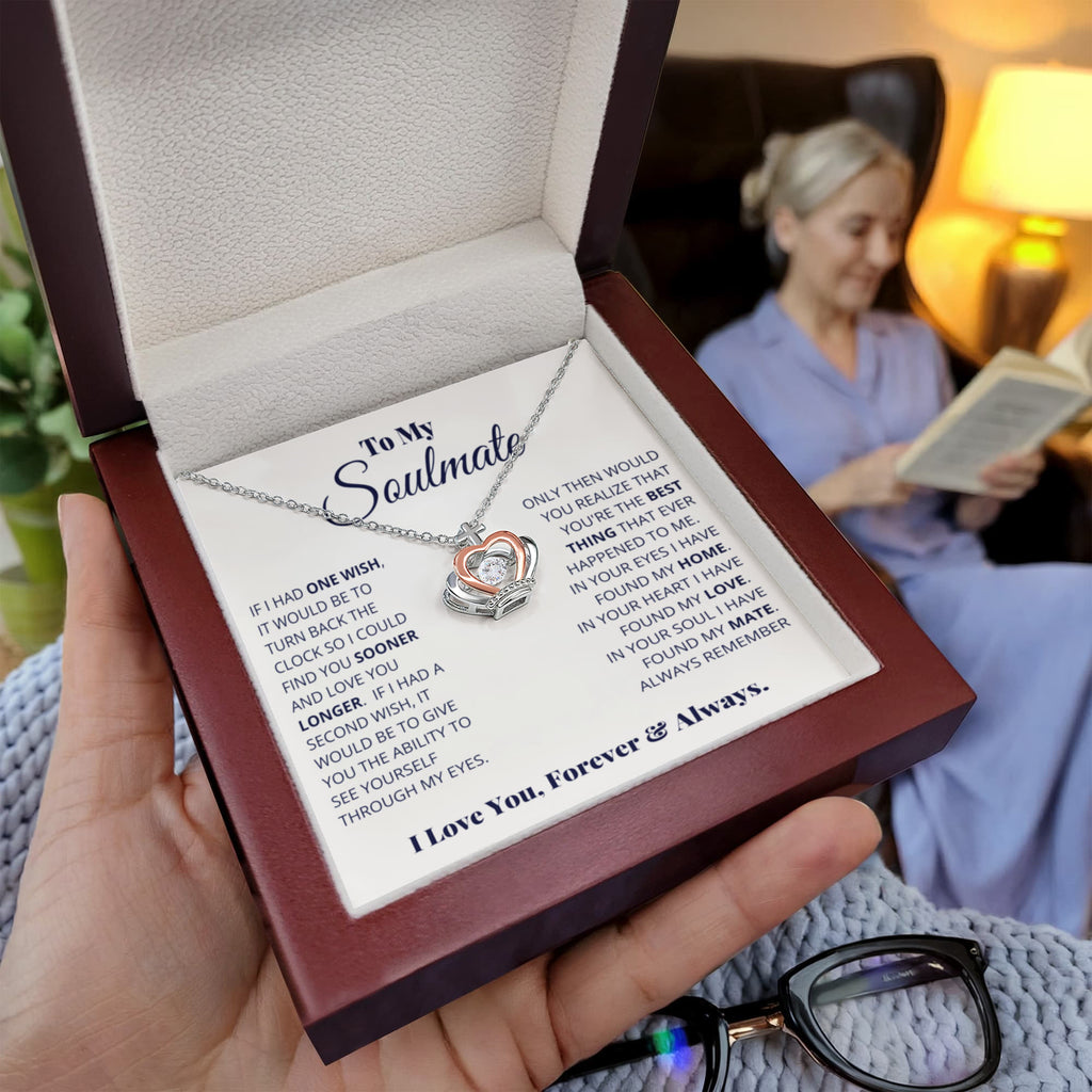 To My Soulmate Necklace - Romantic Soulmate Gift for Her for Christmas & Holiday Gifting - Crown Pendant Necklace