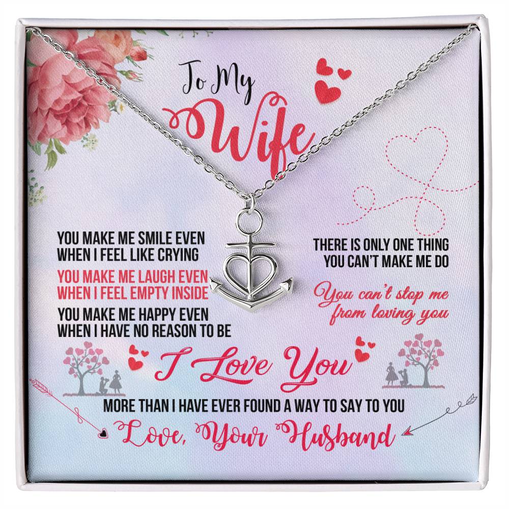To My Wife Necklace - Romantic Jewelry Gift from Husband for Anniversary, Birthday & Valentine’s Day Surprise Moments - Anchor Pendant Necklace