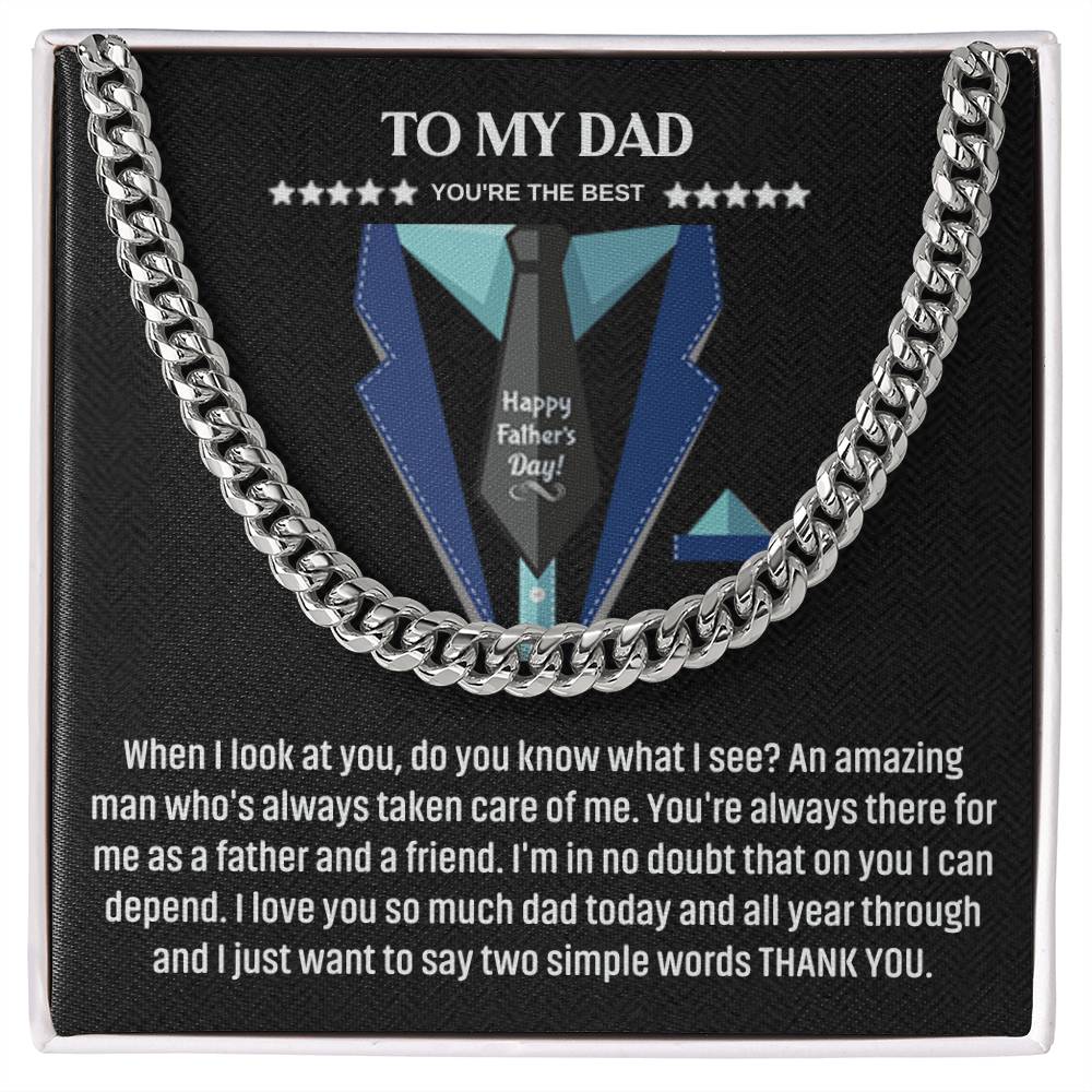 To My Dad - You're The Best - Cuban Link Chain - Father's Day Gift