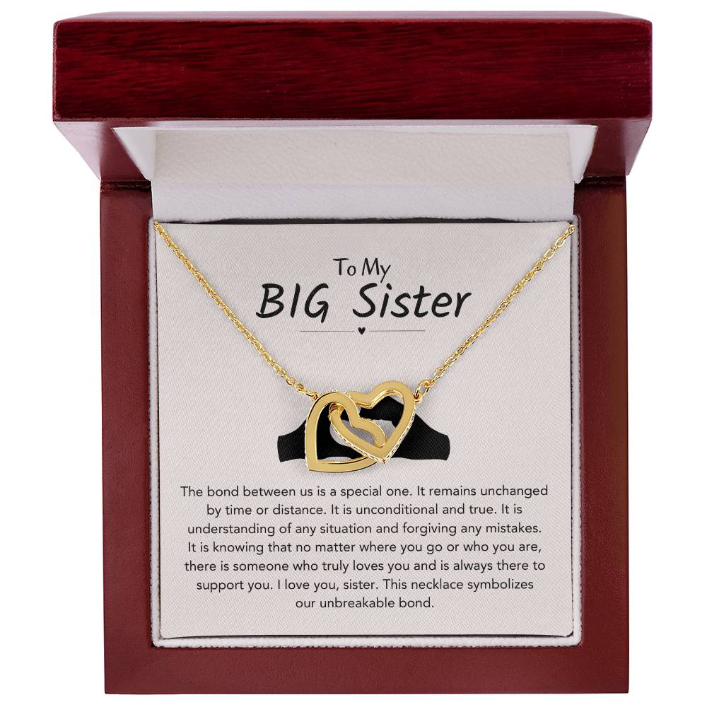 To My Big Sister Necklace - The bond between us is a special one - Gift for Big Sister - Interlocking Hearts Necklace