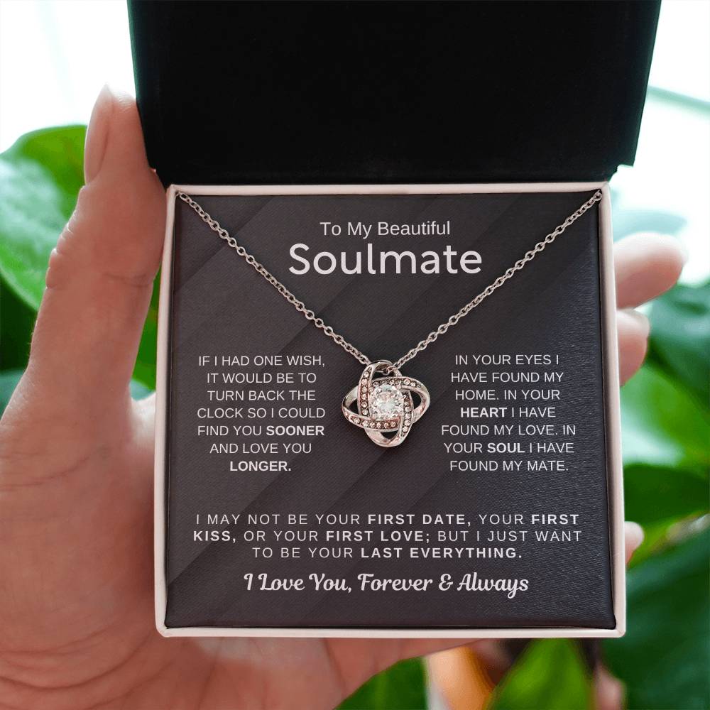To My Beautiful Soulmate Necklace - Soulmate Jewelry Gift for Her for Birthday & Valentine’s Day - Love Knot Necklace