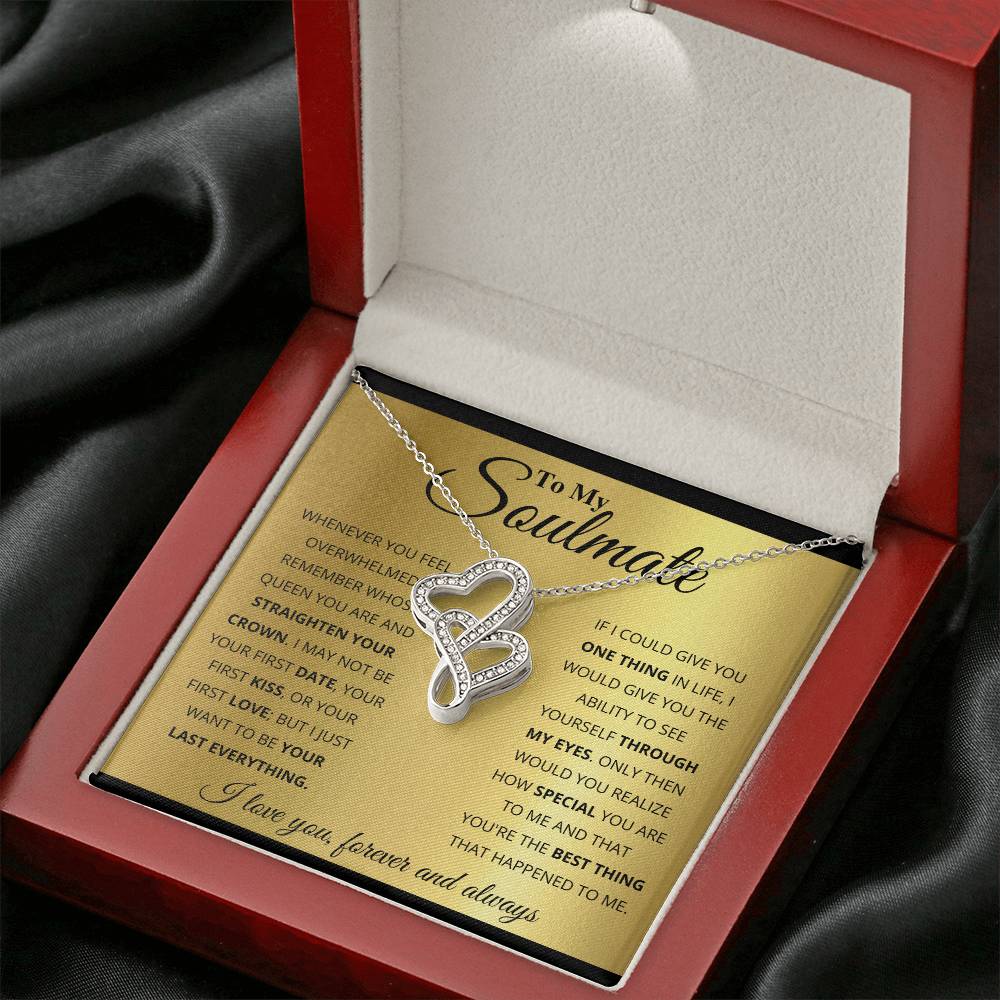 To My Soulmate Necklace - Long Distance Relationship Soulmate Gift for Romantic Occasions - Heart-to-heart Pendant Necklace