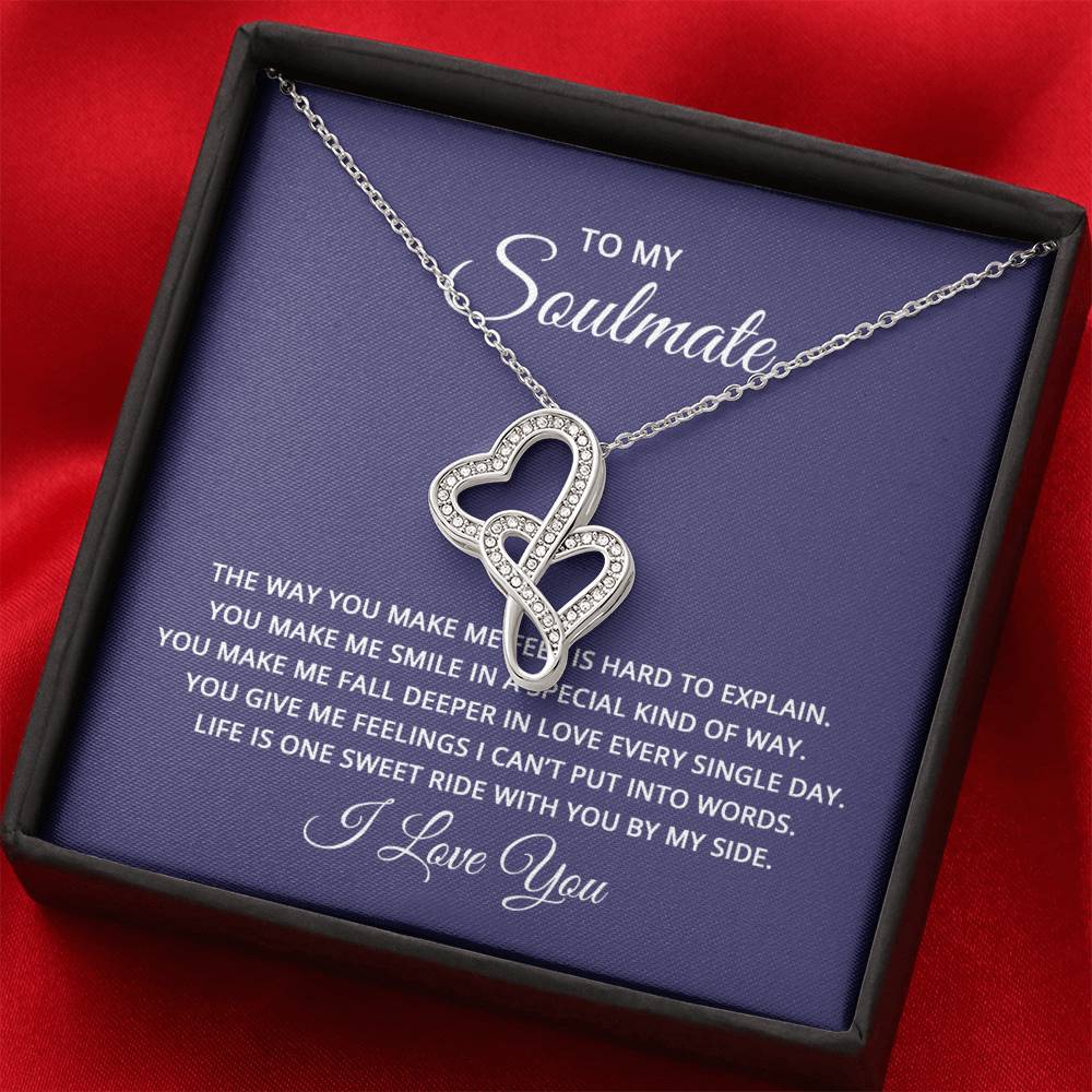 To My Soulmate Necklace - Romantic Necklace Gift for Her for Birthday & More - Heart-to-heart Pendant Necklace
