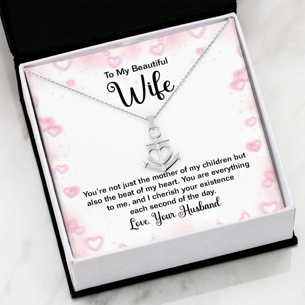 To My Wife Necklace - Meaningful Love Gift for Wife from Husband for Valentine’s Day, Christmas & Anniversaries - Anchor Pendant Necklace