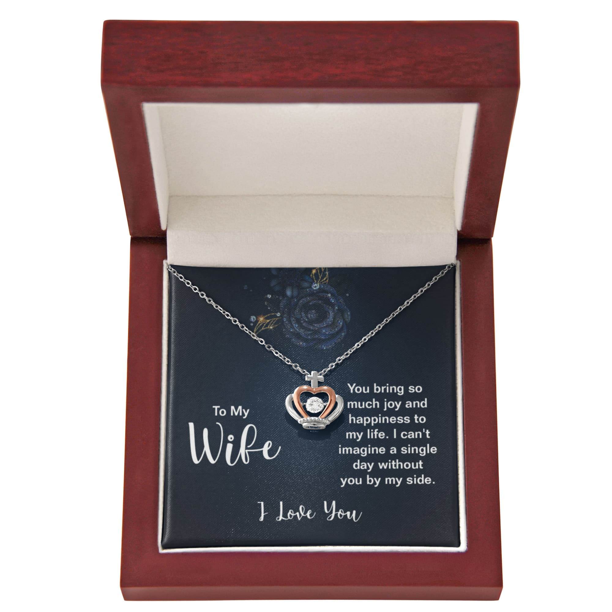 To My Wife Necklace - Birthday Gift from Husband Jewelry - Crown Pendant Necklace