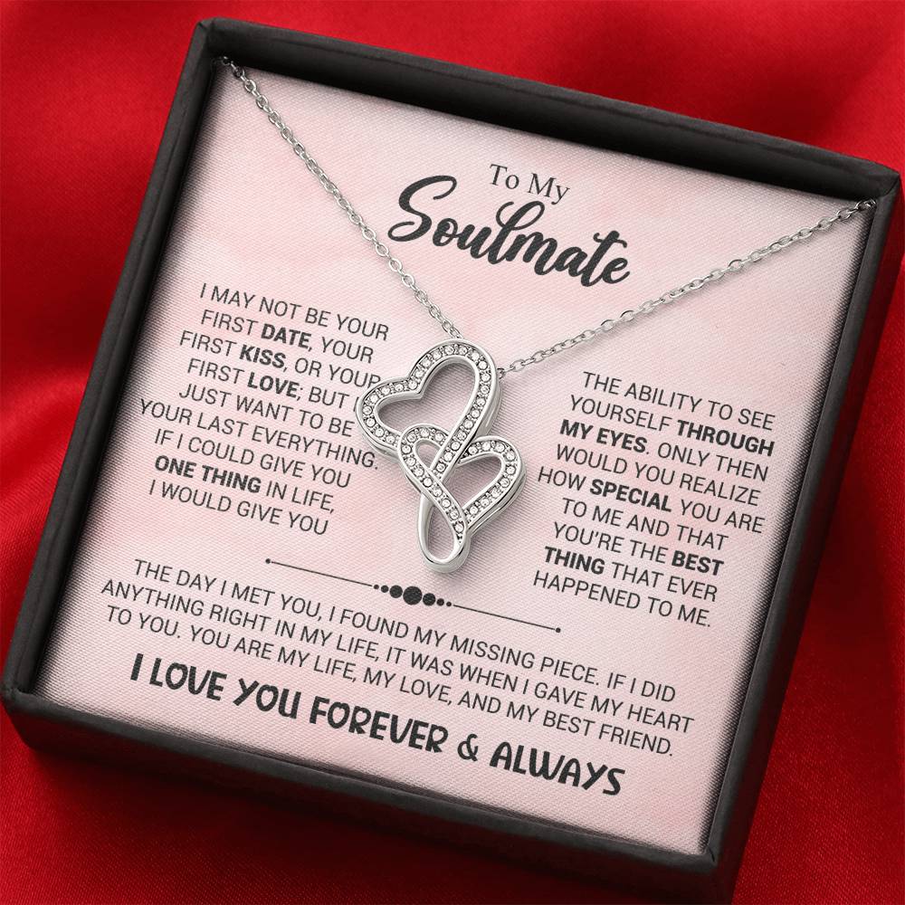 To My Soulmate Necklace - Romantic Gift for Valentine’s Day & Relationship Milestones - Heart-to-heart Pendant Necklace