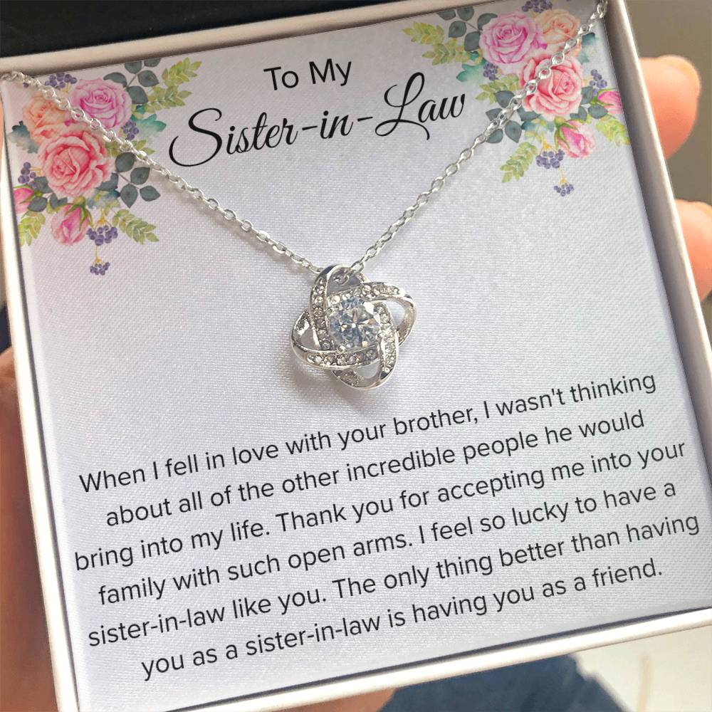 To My Sister In Law Necklace - Gift for Bonus Sister - Love Knot Necklace