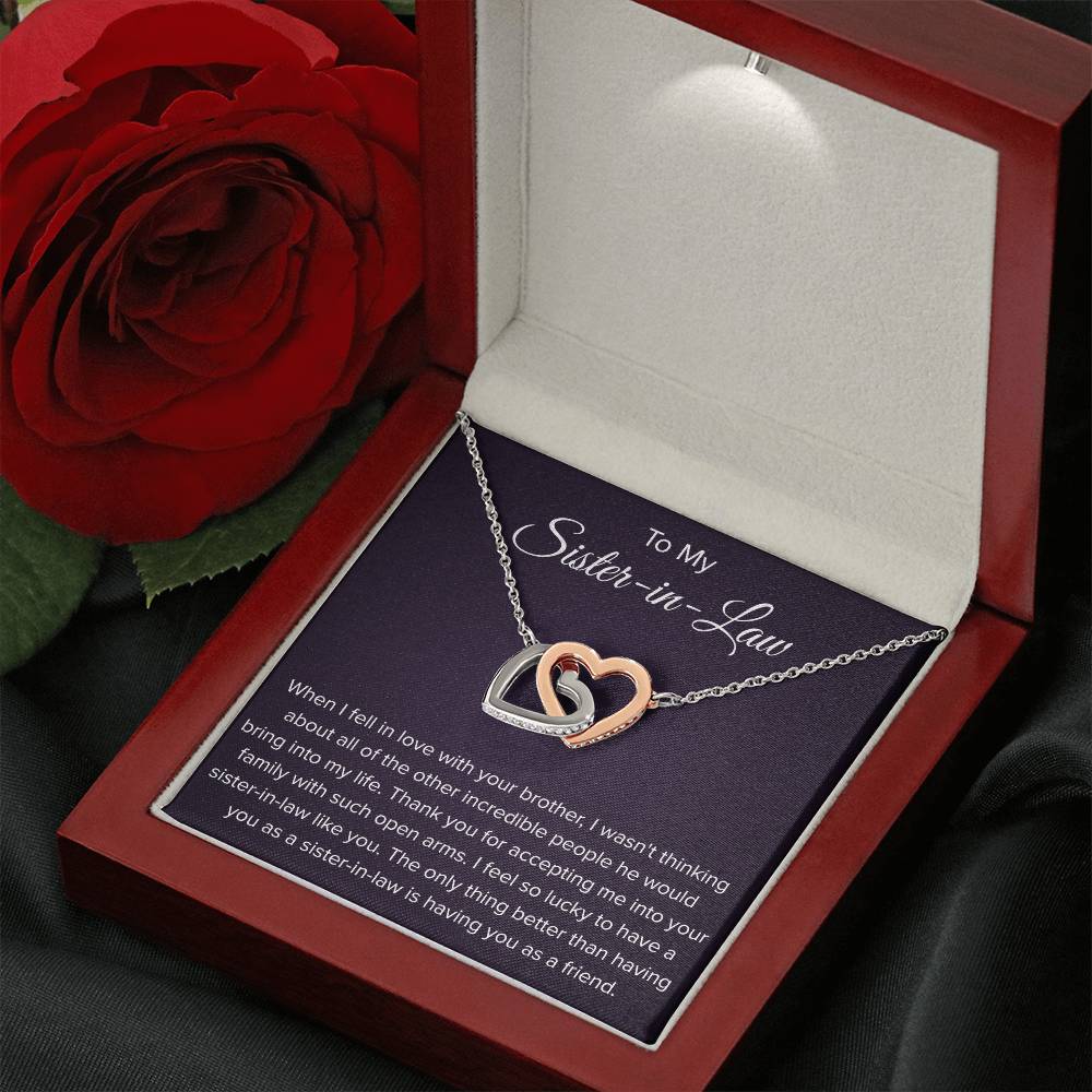 To My Sister In Law - Thank You for Accepting Me - Interlocking Hearts Necklace