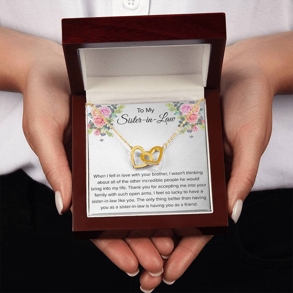 To My Sister In Law Necklace - Gift for Bonus Sister - Interlocking Hearts Necklace