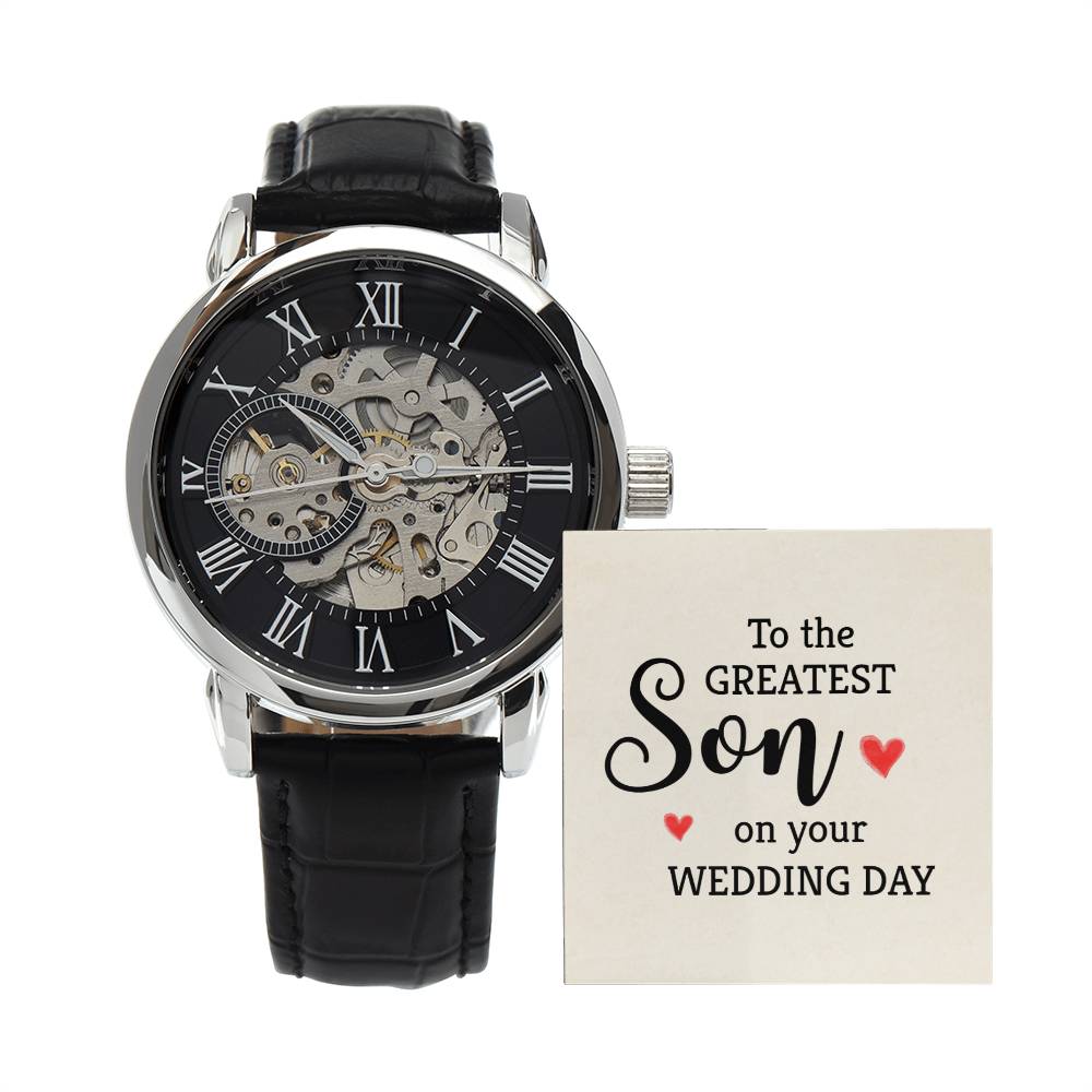 To The Greatest Son - Men's Openwork Watch for Wedding Day Gift