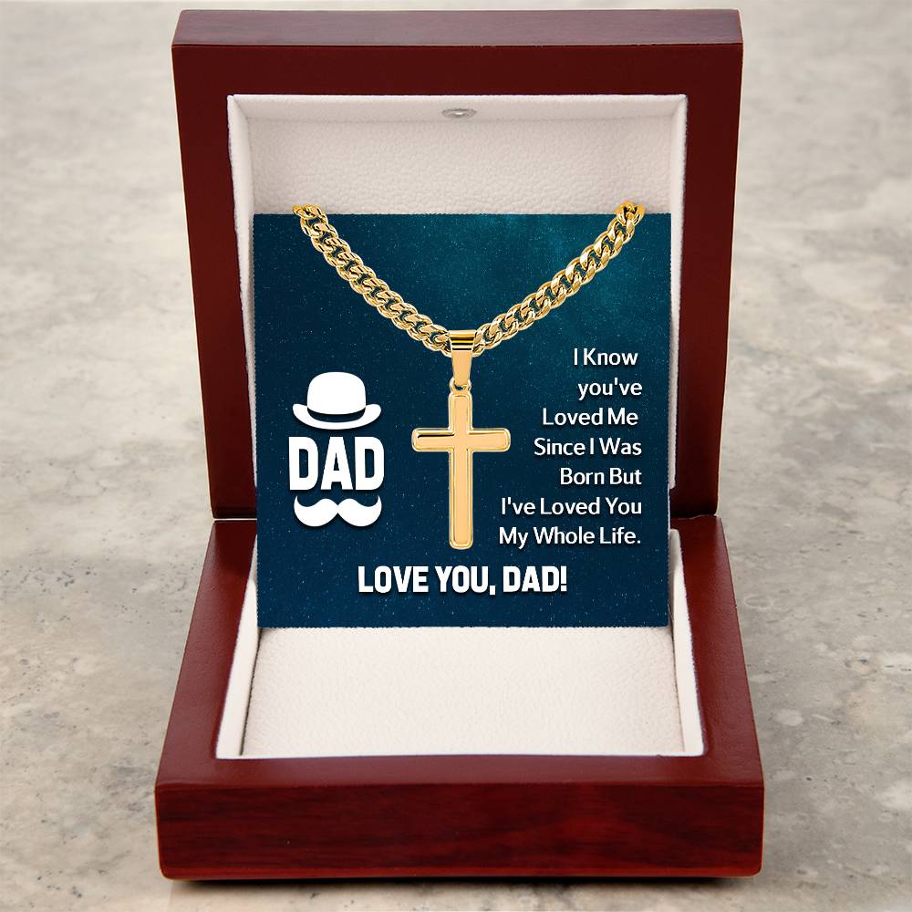 Dad - I know Artisan Cross with Cuban Link Chain Gift for Dad