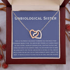 Unbiological Sister Necklace - Gift for Bonus Sister - Interlocking Hearts Necklace