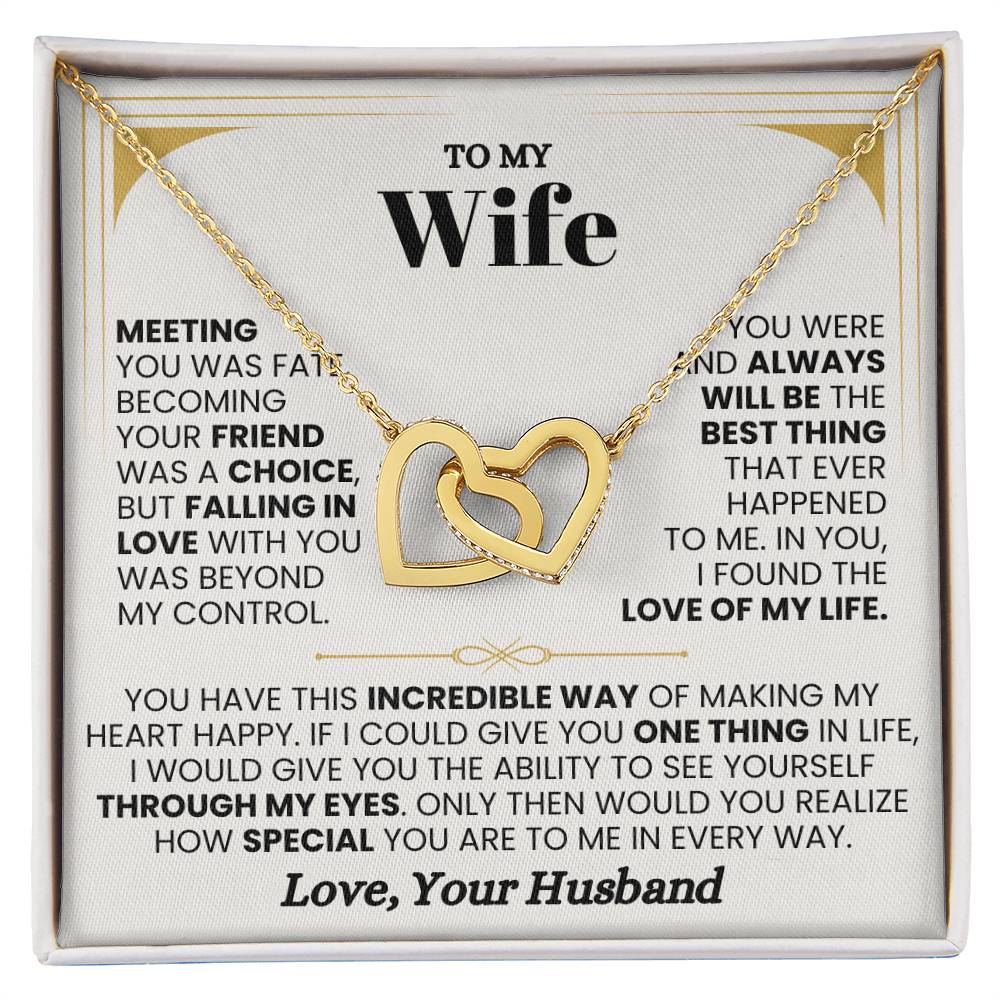 Anniversary & Valentine’s Day Gift for Wife - Emotional Jewelry from Husband - Interlocking Hearts Necklace