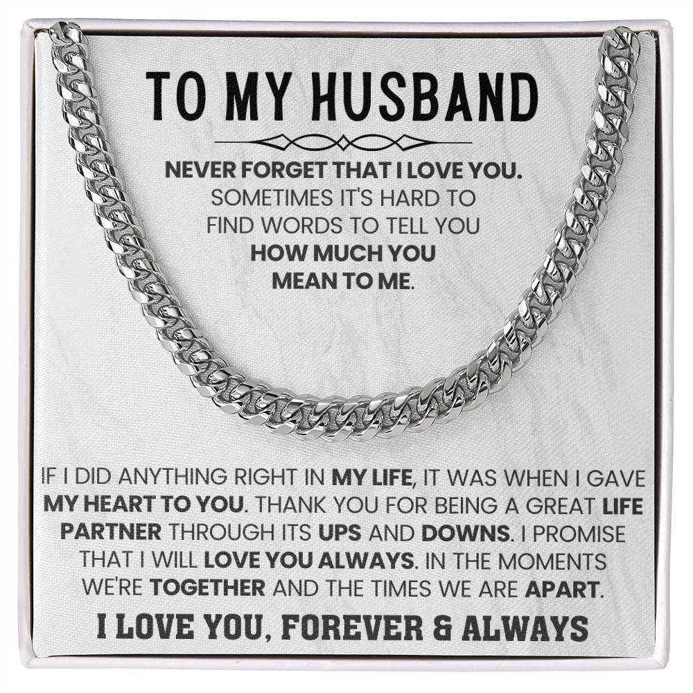Husband Jewelry Gift from Wife – Cuban Link Chain – Anniversary & Valentine’s Day
