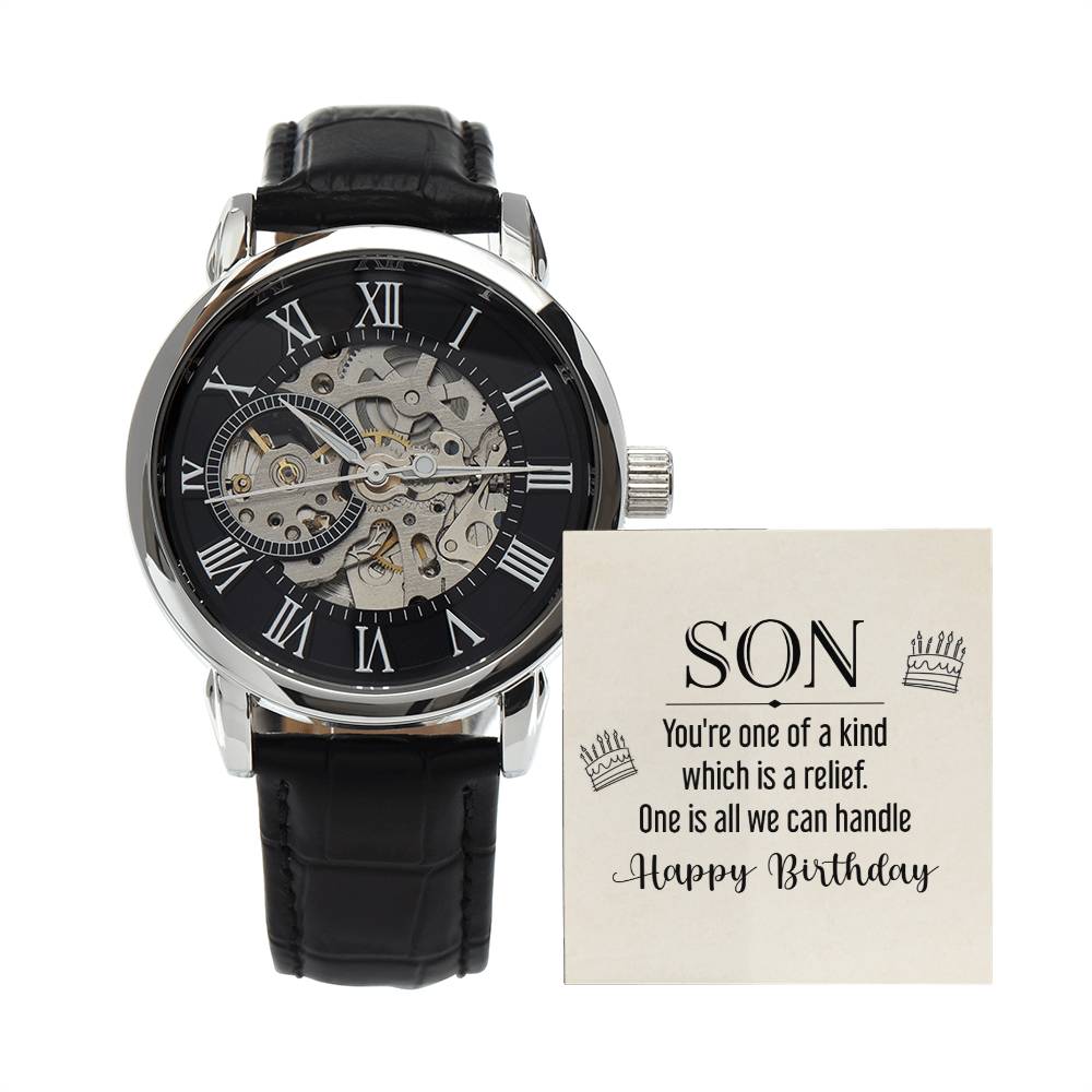 Birthday Gift for Son - You're one of a kind - Men's Openwork Watch
