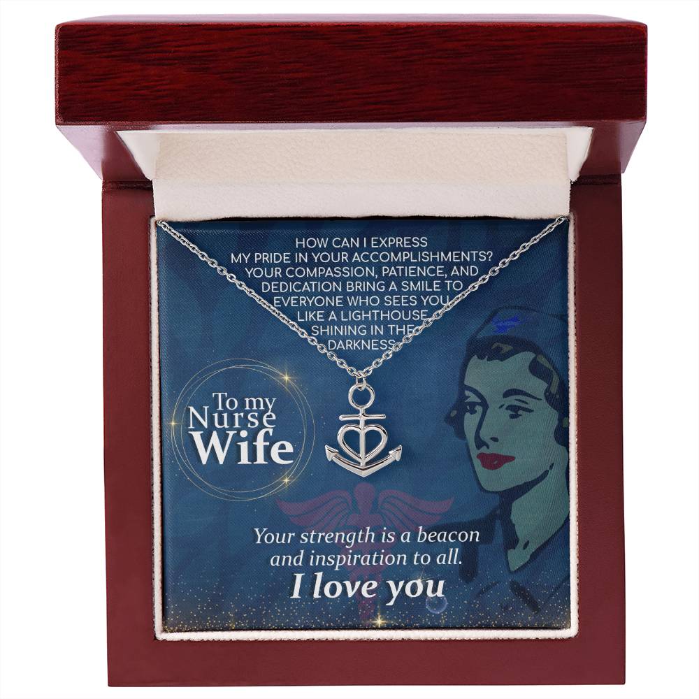 To My Nurse Wife Necklace Gift from Husband, Perfect for Birthday & Valentine’s Day Surprises - Anchor Pendant Necklace