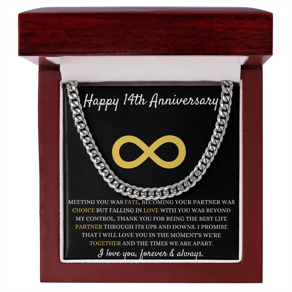 14th Anniversary Gift, Cuban Link Chain for 14th Anniversary, Stylish Gift for Him, Celebrate Love & Togetherness