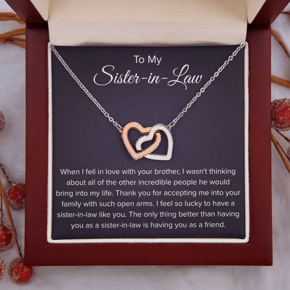 To My Sister In Law - Thank You for Accepting Me - Interlocking Hearts Necklace