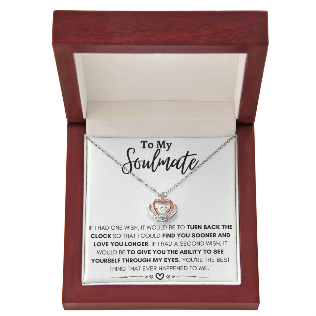 To My Soulmate Necklace - Perfect Gift for Romantic Celebrations & Appreciation Days - Crown Pendant Necklace
