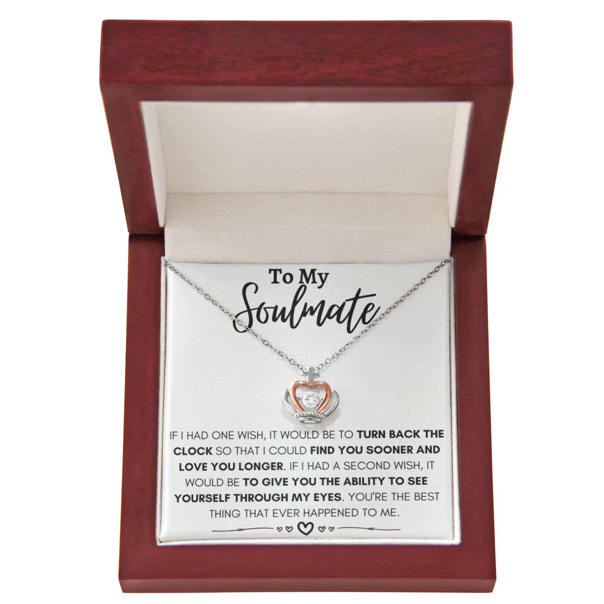 To My Soulmate Necklace - Perfect Gift for Romantic Celebrations & Appreciation Days - Crown Pendant Necklace