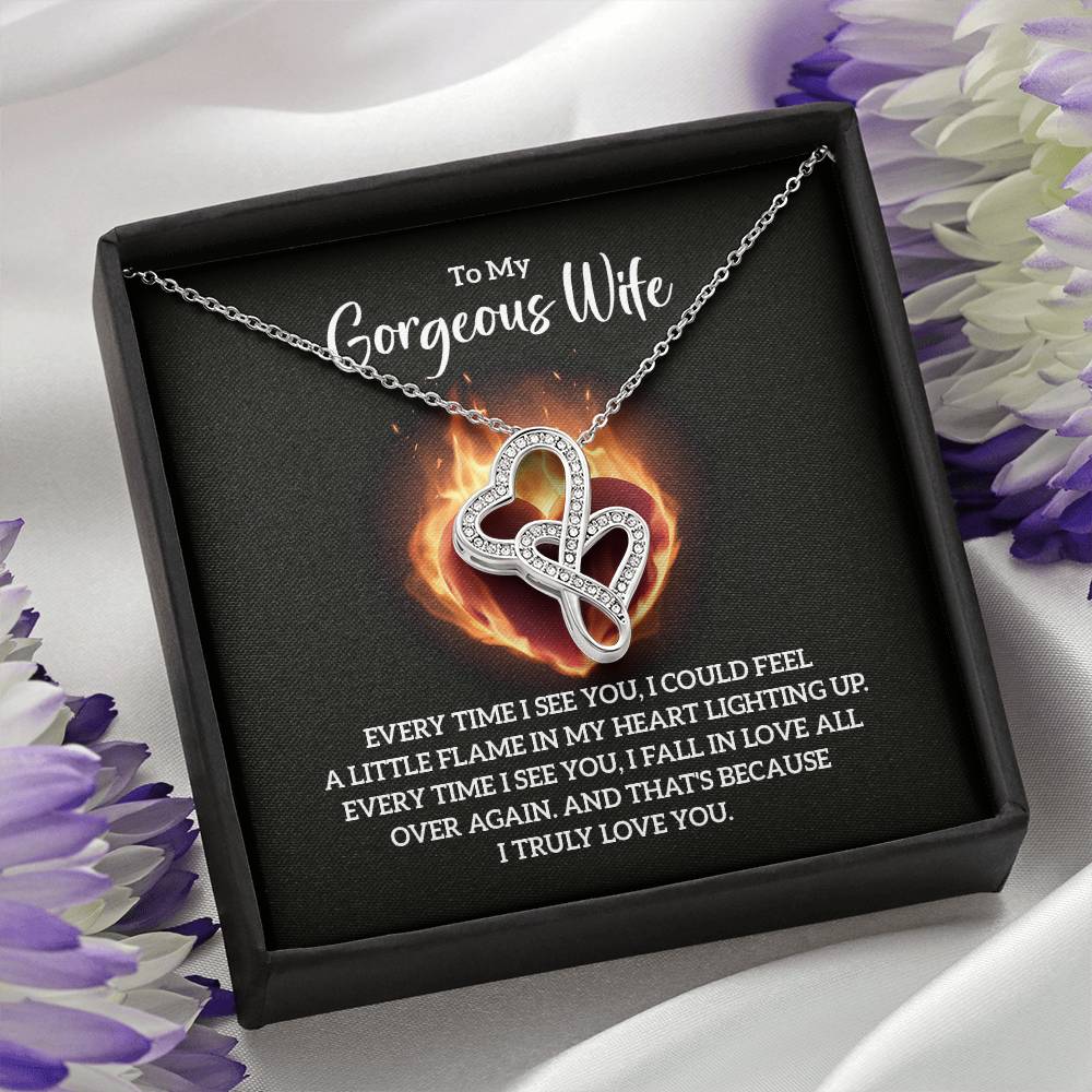 To My Gorgeous Wife - Every time I see you - Heart-to-heart Pendant Necklace
