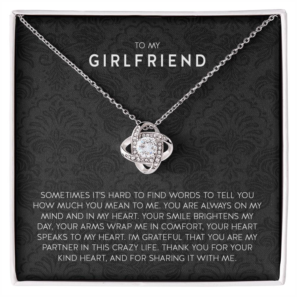 To My Girlfriend Necklace - Long Lasting Romantic Gift for Birthday, Sweet Surprises & Just Because Love - Love Knot Necklace