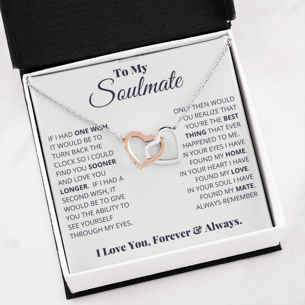 To My Soulmate Necklace - Best Gift for Soulmate for Valentine’s Day & Beyond - Interlocking Hearts Necklace