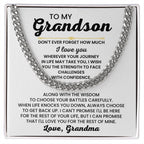 To My Grandson Necklace – Grandson Gift from Grandma – Cuban Link Chain